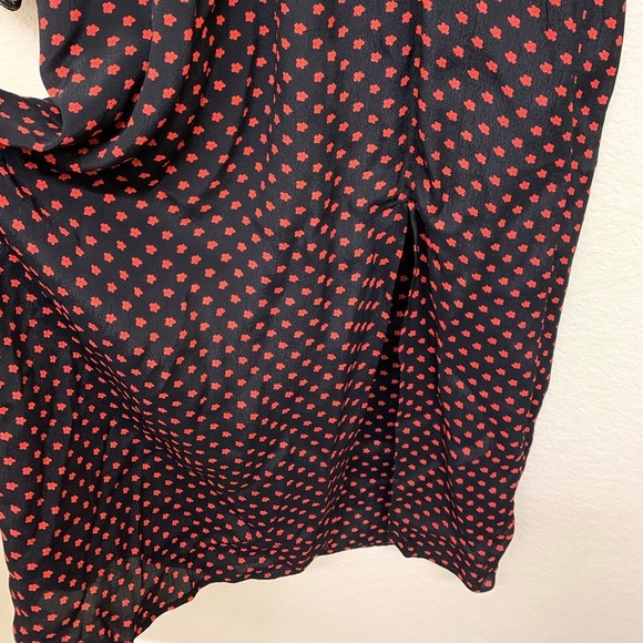 River Island tie neck navy midi dress with dainty red flowers. Size 8 - Picture 3 of 5